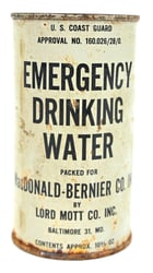 US Coast Guard Emergency Drinking Water Tin Can