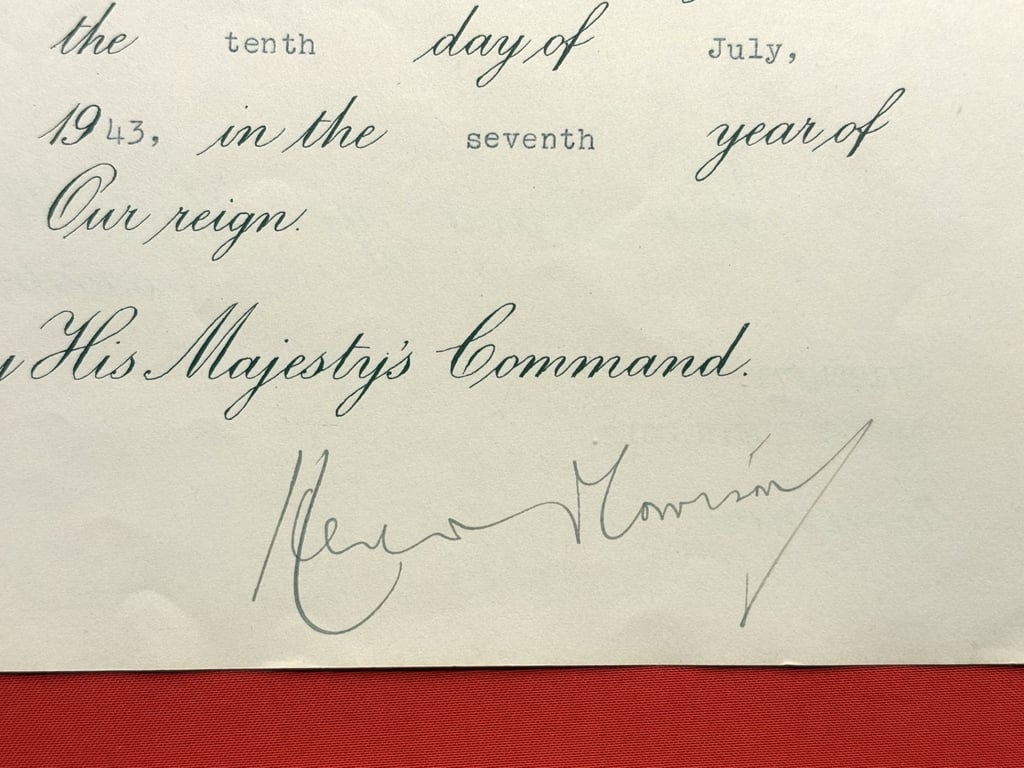 VI 1943.AUTHENTIC WARTIME KINGS ROYAL PARDON HAND SIGNED BY KING GEORGE