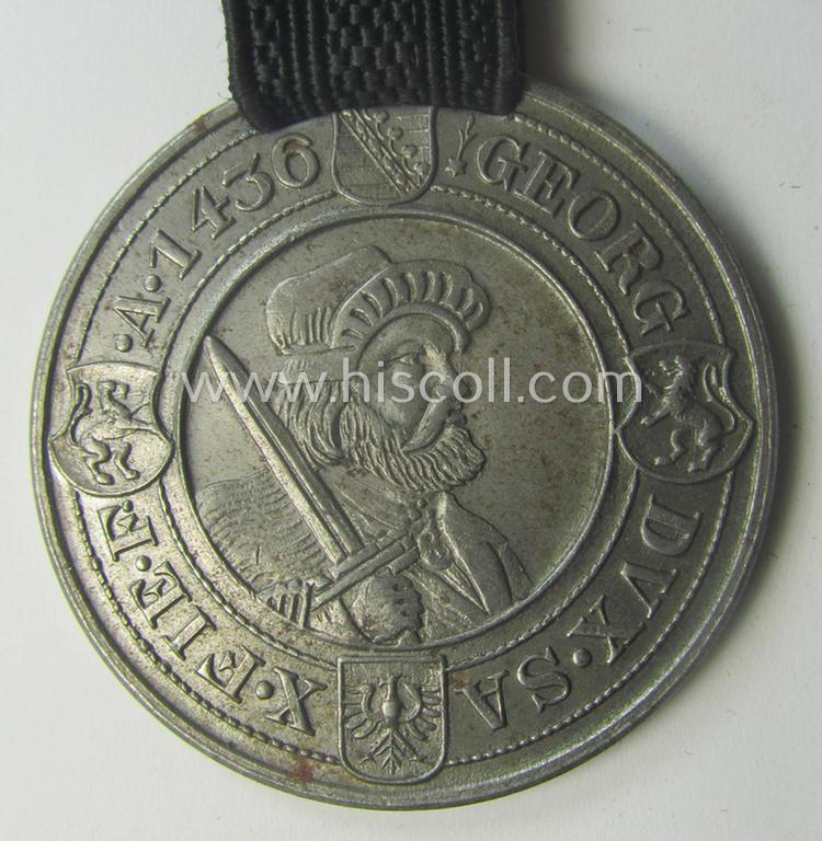 Silverish-toned - and very unusually seen! - 'TR'-related item: a semi-official, commemorative-medal (ie. talisman or 'Url') entitled: 'Grenzlandtreffen - Kreis Annaberg - Obererzgebirge - Jahrfeier Frohnauer Kammer - 27.28. Juni 1936'