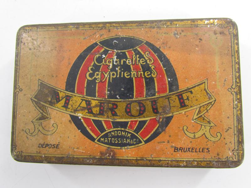 Old Iron Metal Box Egyptian Cigarettes MAROUF