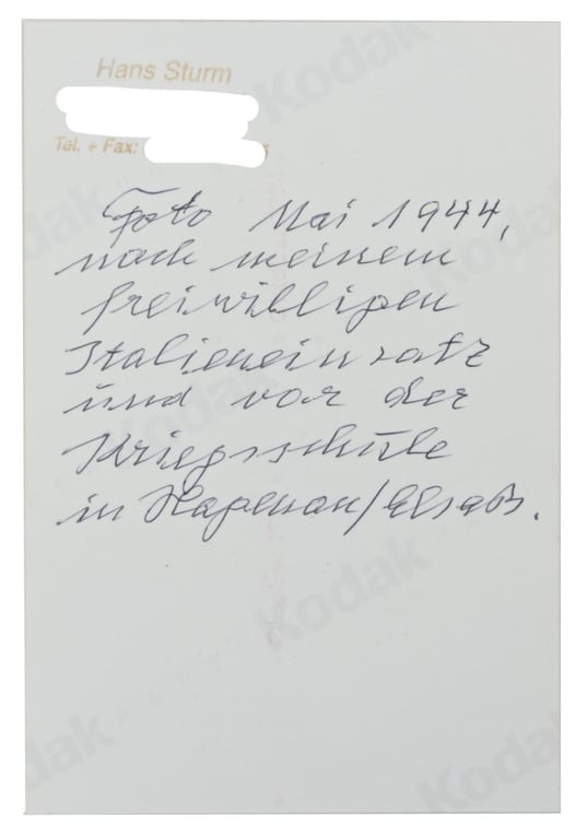Signature of Wehrmacht Heer KC Recipient 'Hans Sturm'