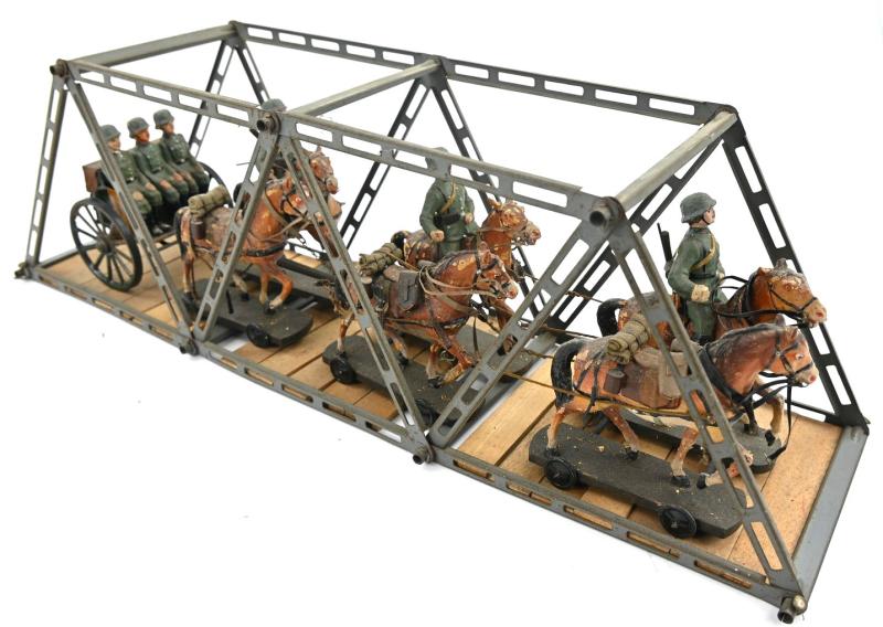 German WH Elastolin Horse Drawn Wagon with bridge