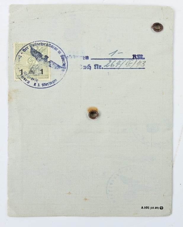 German Third Reich ID Pass Kennkarte
