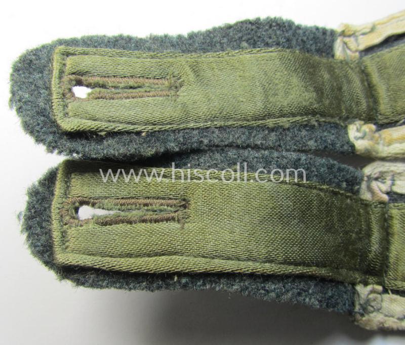 Interesting - fully matching and scarcely encountered! - pair of WH (Heeres) later-war period- (ie. 'simplified'- ie. M44-/M45-pattern-) EM-type shoulderstraps as was intended for - and clearly worn by! - a: 'Soldat der Infanterie-Truppen'