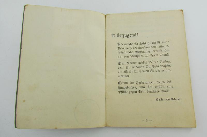 Deutsche Jungvolk (DJ) / Hitlerjugend (HJ) Leistungsbuch
