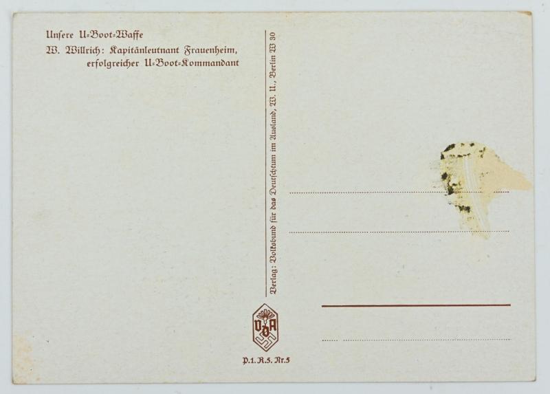 German KM Postcard 'Kapitanleutnant Frauenheim'