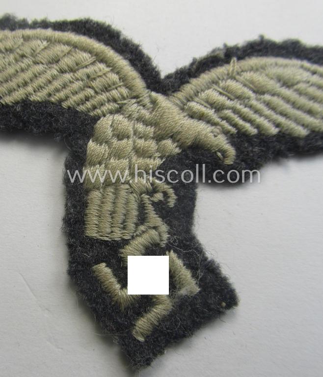 Truly used- ie. worn, WH (Luftwaffe) EM- (ie. NCO-) 'down-tailed'-pattern breast-eagle