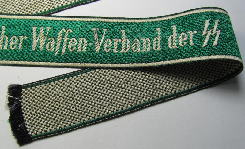 Superb, Waffen-SS 1943/44-pattern- and neatly 'BeVo'-woven cuff-title (ie. 'Ärmelstreifen') that is entitled: 'Osttürkischer Waffen-Verband der SS' and that comes in a 'virtually mint ie. unissued', condition