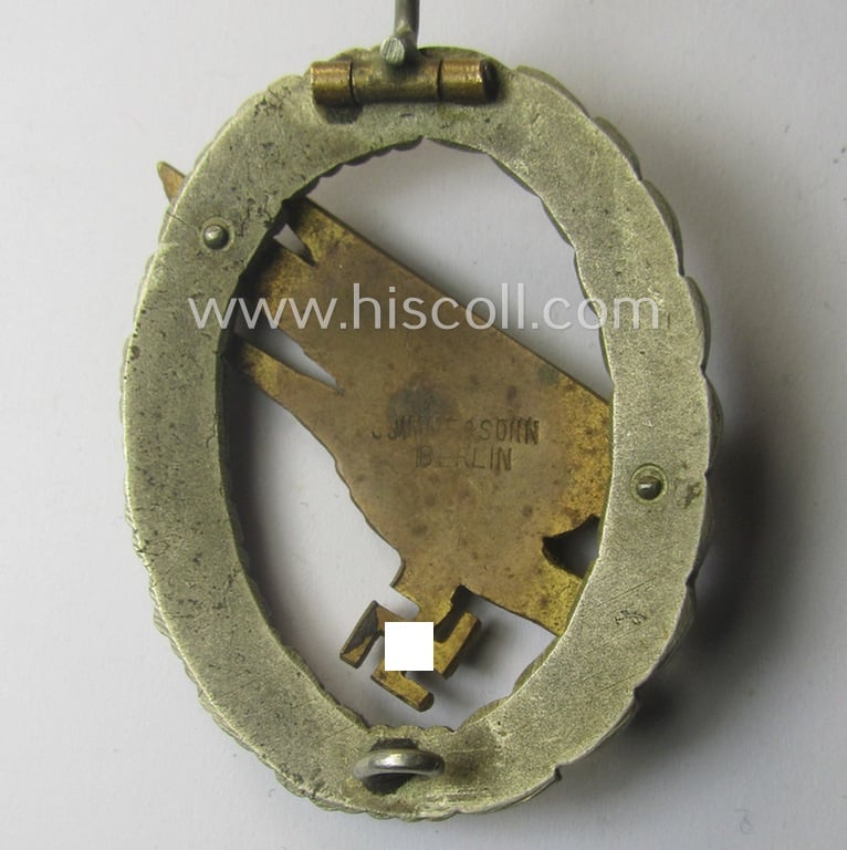 Superb - and just moderately worn!  - WH (Luftwaffe) 'Fallschirmschützen-Abzeichen' being an early-war-period (and typical 'Tombak'- ie. 'Buntmetall'-based!) specimen by: 'Imme & Sohn'