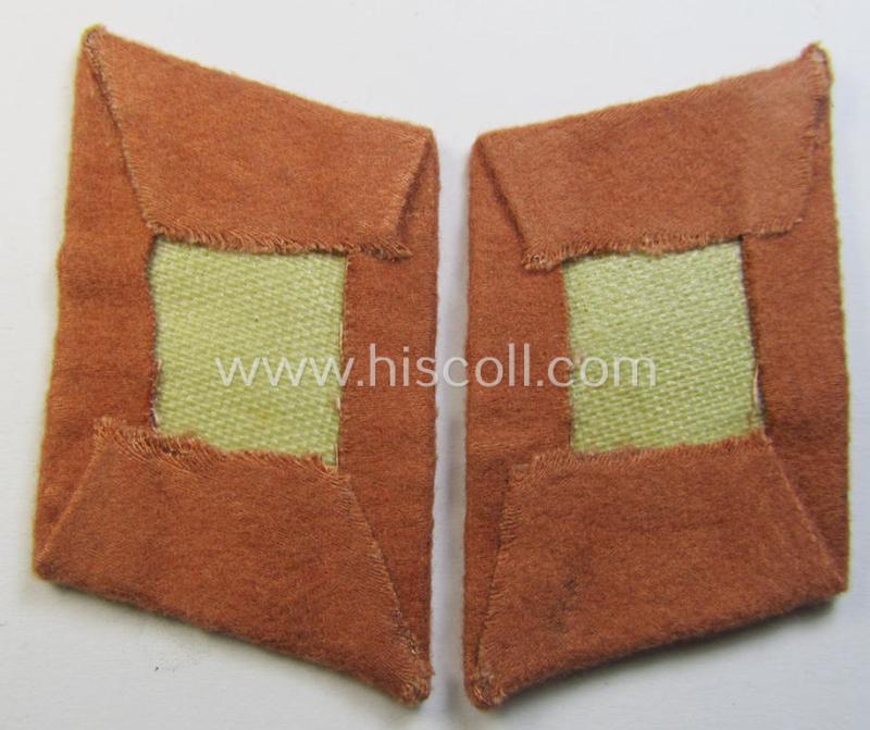 Neat - fully matching and 'virtually mint'! - pair of WH (Luftwaffe) copper-brown-coloured, EM- (ie. NCO-) type collar-patches (ie. 'Kragenspiegel') as was intended for usage by a member within a: 'LW-Nachrichten'-regiment ie. unit