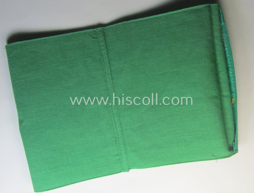 Wehrmacht-related, bright-green-coloured and/or linnen-based armband entitled: 'Feldgendarmerie' (as was specifically intended for usage by the staff of the notorious: 'Feldgendarmerie-Truppen')