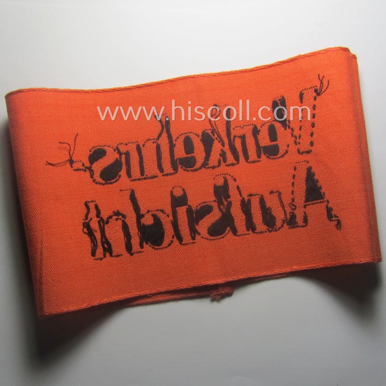 WH (Heeres) related armband (ie. 'Armbinde') entitled: 'Verkehrs-Aufsicht' (being of the 'partly-woven'-type in a technique similar to the 'BeVo'-weave pattern)