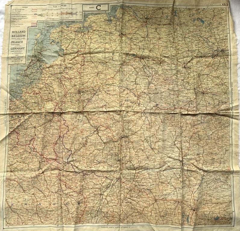 WW2 Silk Escape Map Series 43 Holland, Belgium and France