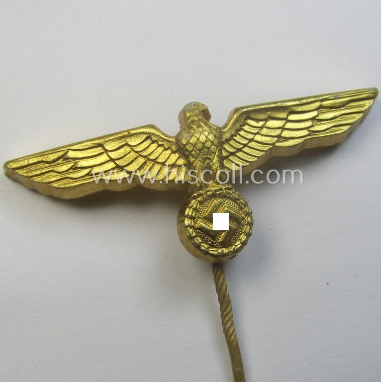 WH (Kriegsmarine) 'single-pattern'-eagle-pin being a clearly maker- (ie. 'R.S.& S. - 40'-) marked example as was intended for attachment to the (darker-blue- ie. white-topped-) so-called: 'Tellermützen'