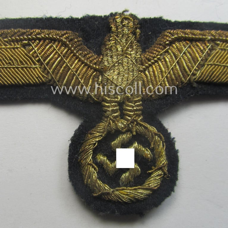 Very detailed and clearly tunic-removed, WH (Kriegsmarine) officers'-type, hand-embroidered breast-eagle