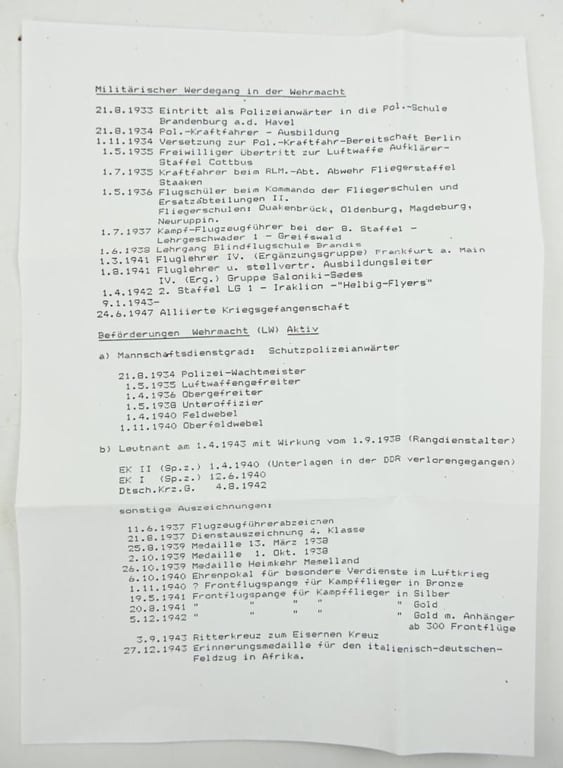 Signature of Luftwaffe KC Recipient 'Herbert Isachsen'