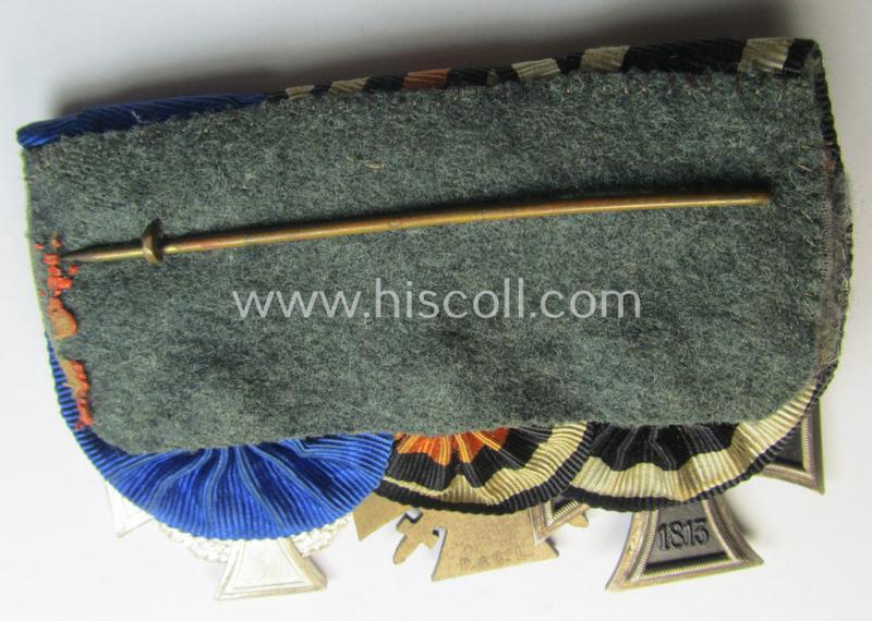 Attractive, three-pieced 'WWI'- and/or TR-related medal-bar (ie. 'Ordenspange') resp. depicting a WWI-period: 'EK II.Kl.', a: 'FKK 1914-18' and a: 'TD-Ehrenzeichen der 2. Klasse'