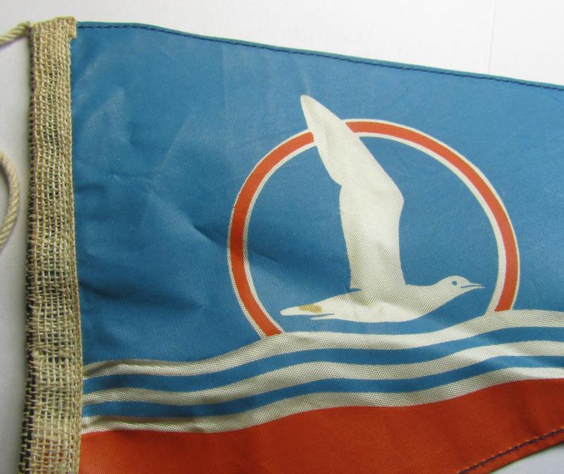 Dutch-produced, example of a neatly printed- and typical linnen-based NJS- (or: 'Nationale Jeugdstorm'-) related bicycle-flag that comes in an overall very nicely preserved condition