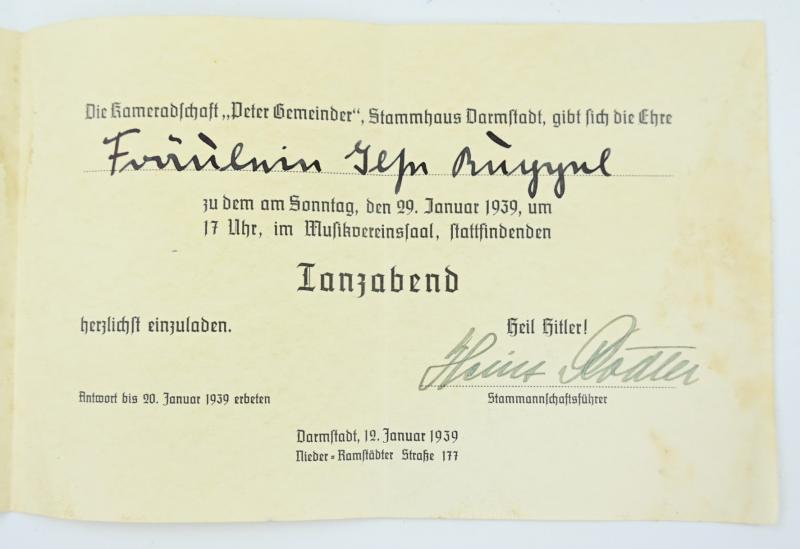 German NSDStB Dance Night Invitation