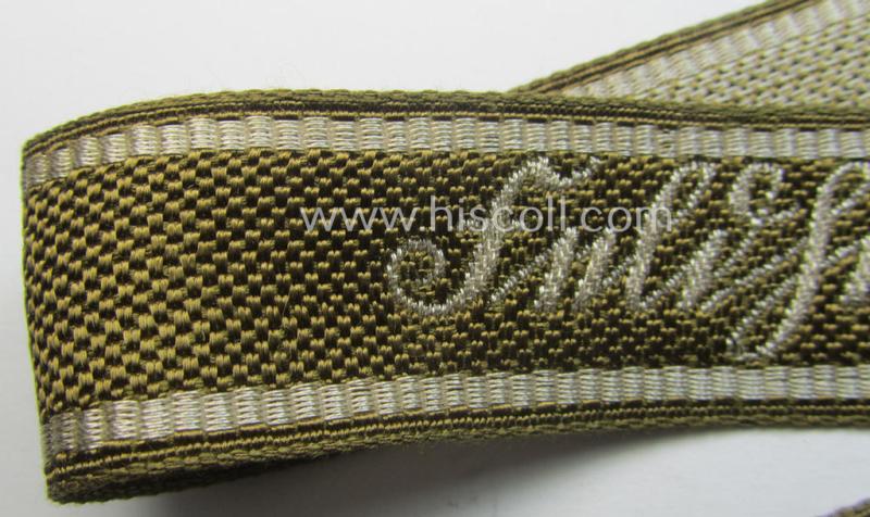 WH (Heeres) 'BeVo'-woven 'FHH-Ärmelstreifen' (ie. cuff-title) as was intended for the soldiers- (ie. NCOs) serving within the: '60. Pz-Gren.-Division “Feldherrnhalle”