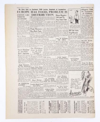 British "Evening Standard" newspaper 14 February 1945