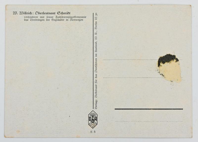 German Postcard of FSJ Oberleutnant Schmidt