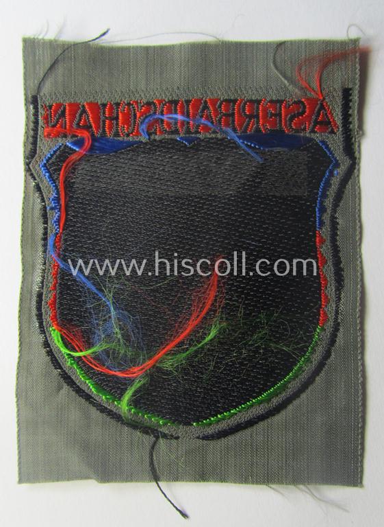 'BeVo'-type armshield entitled: 'Aserbaidschan', being a piece as intended for a volunteer who served within the 'Deutsche Wehrmacht' ie. within the 'Aserbaidschanisches Legion'