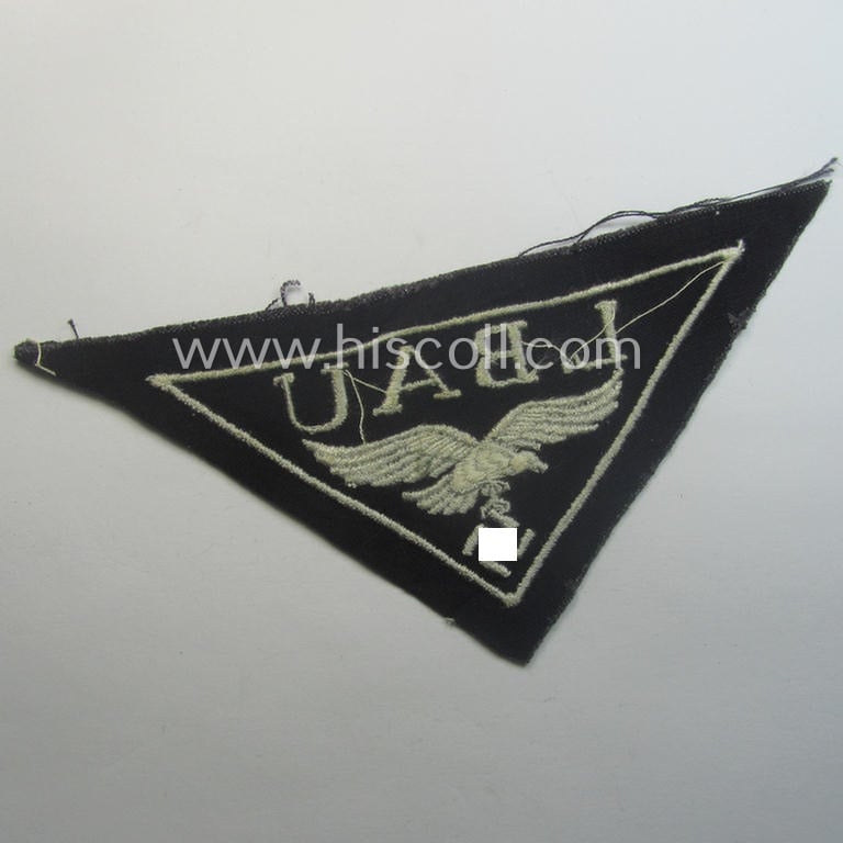 WH (Luftwaffe)-related- (EM- ie. NCO-pattern-) machine-embroidered breast-badge ie. eagle-device showing the text: 'L. Bau' as was (I deem) specifically intended for staff working within the WH 'Generalluftzeugmeister'- (ie. 'GL'-) organisation