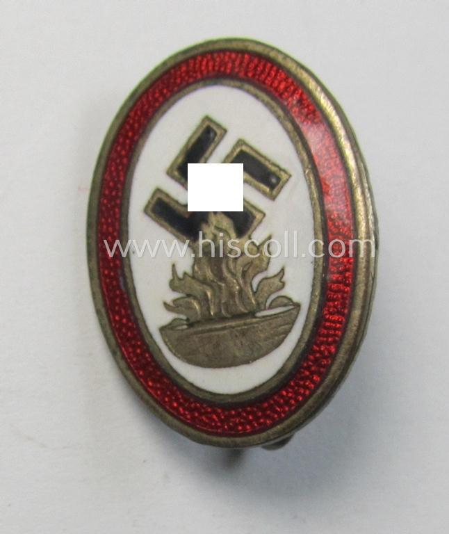 Attractive, neatly enamelled 'N.S.D.A.P.'-related supporter-pin- (or: 'Freiheitsbund der N.S.D.A.P.-Abzeichen') showing a golden-toned 'Feuerschale' and swastika (aka: 'Opferring Gau Koblenz-Trier')