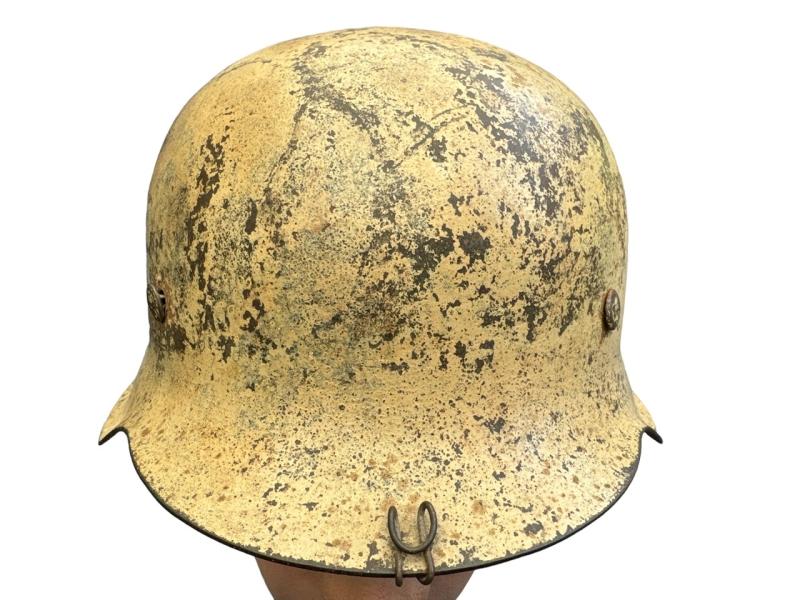 Wehrmacht M42 Camouflage Helmet in Tan Paint Captured in Normandy!