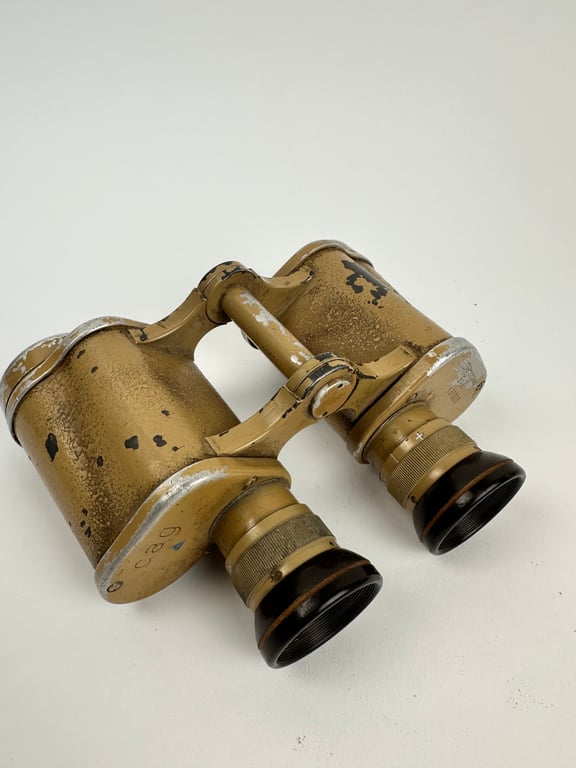 Late War Tan Painted Wehrmacht Binoculars 'Dienstglas' 6 x 30 (Doppelfernrohr) "CAG"