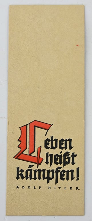 German Bookmark "Leben heisst kämpfen! -Adolf Hitler"