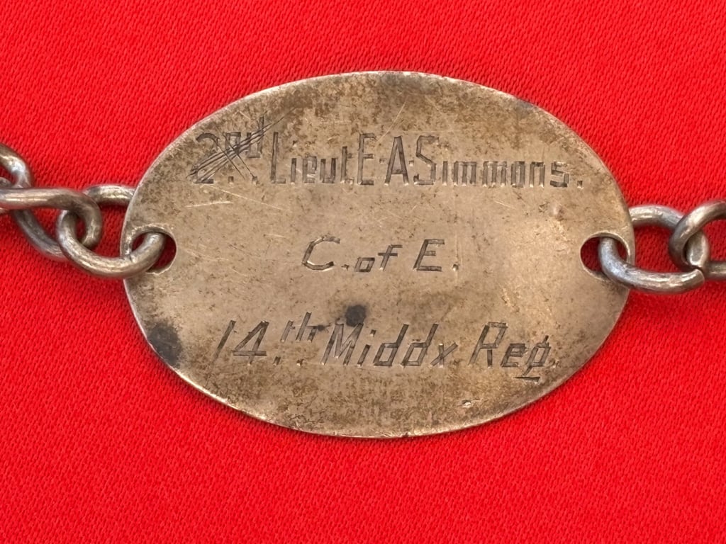 WWI BRITISH SET OF DRESS MINATURES ALBERT MEDAL AND SOLID SILVER IDENTITY BTACELET 1918. ADDITIONAL PHOTOS