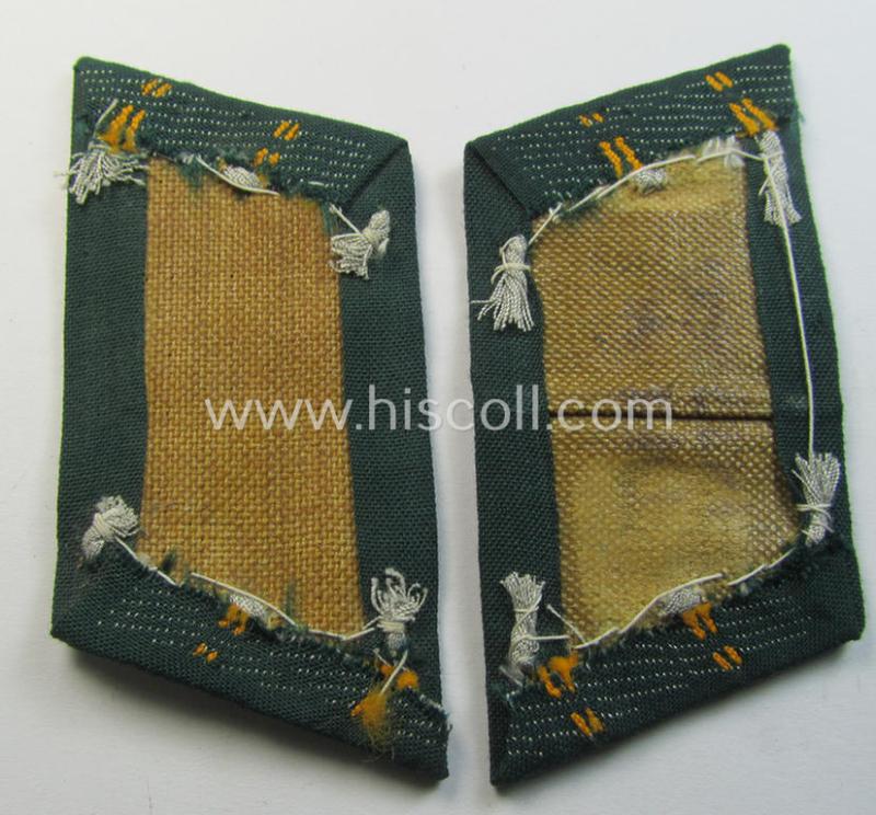Superb, WH (Heeres) pair of (later-war-pattern) officers'-type collar-tabs (ie. 'Kragenspiegel für Offiziere') as executed in 'BeVo'-weave pattern as was intended for an officer serving within the: 'Aufklärungs- o. Kavallerie-Truppen'