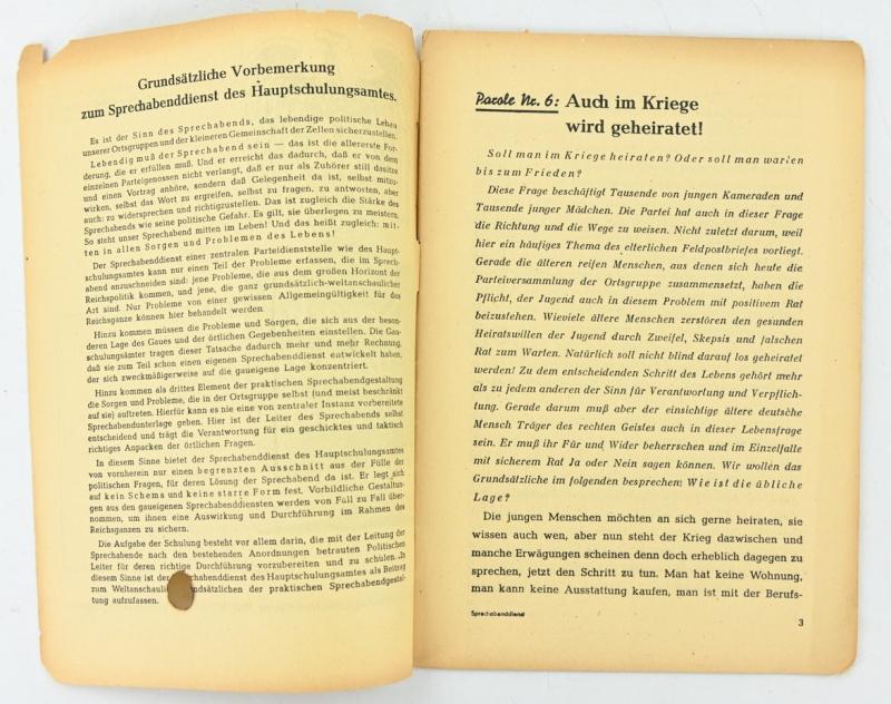 German NSDAP Hauptschulungsamt Booklet