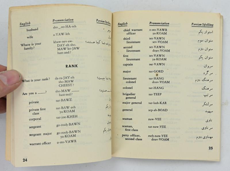US WW2 Persian Phrase Book