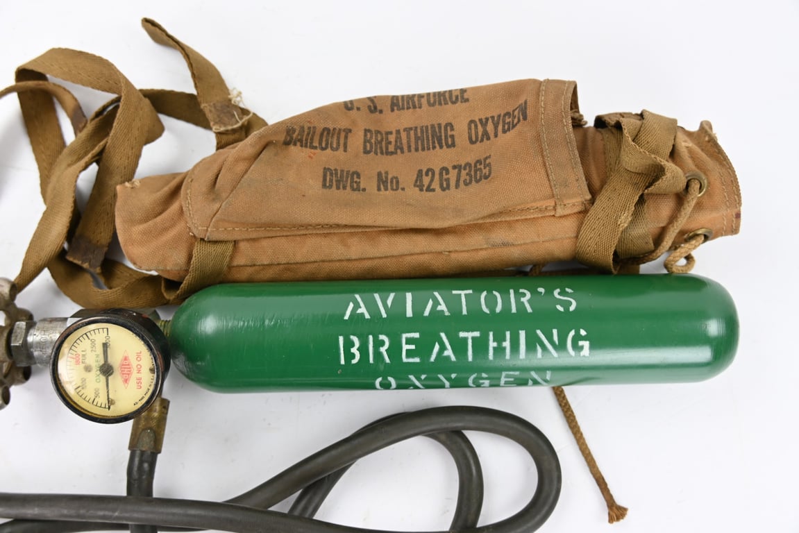 USAAF WW2 H-1 Bailout Oxygen Bottle and carrier