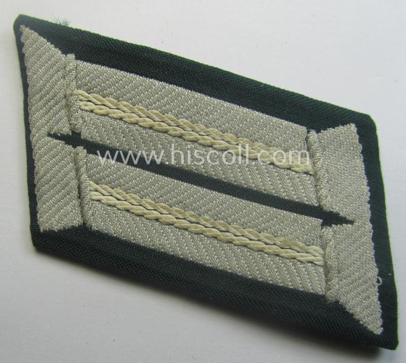WH (Heeres) pair of (later-war-pattern) officers'-type collar-tabs (ie. 'Kragenspiegel für Offiziere') as executed in 'BeVo'-weave pattern as was intended for an officer serving within the: 'Infanterie-Trpn.'