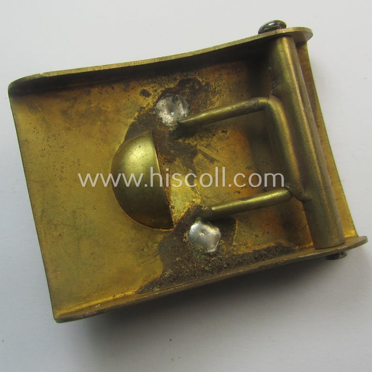 Smaller-sized- (and I deem pre-war-period!) so-called: SA (ie. 'Sturmabteilungen') copper- (ie. 'brass'-) based 'miniature'-belt-buckle that comes in a moderately used- ie. worn, condtion