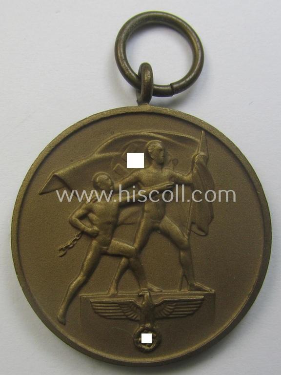WH Czech-occupation- (ie. 'Anschluss'-) medal: '1. Oktober 1938' being a neat (and virtually mint!) example that came together with its full-length ribbon as issued and/or recently found
