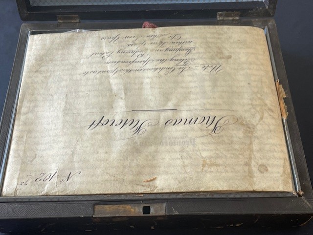 AUTHENTIC 1875 BOXED PATENT DOCUMENT SET WITH QUEEN VICTORIA GREAT WAX SEAL OF THE RELM. ADDITIONAL PHOTOS