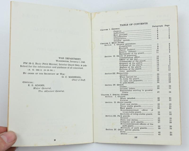 US WW2 Basic Field Manual Interior Guard DutyFM 26-5