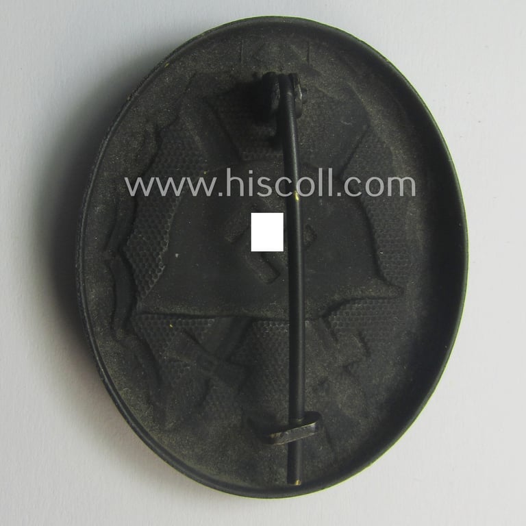 Moderately used- and/or worn, black-class wound-badge (or: 'Verwundeten-Abzeichen in Schwarz') being a typical (early!) non-magnetic and/or non-maker-marked example