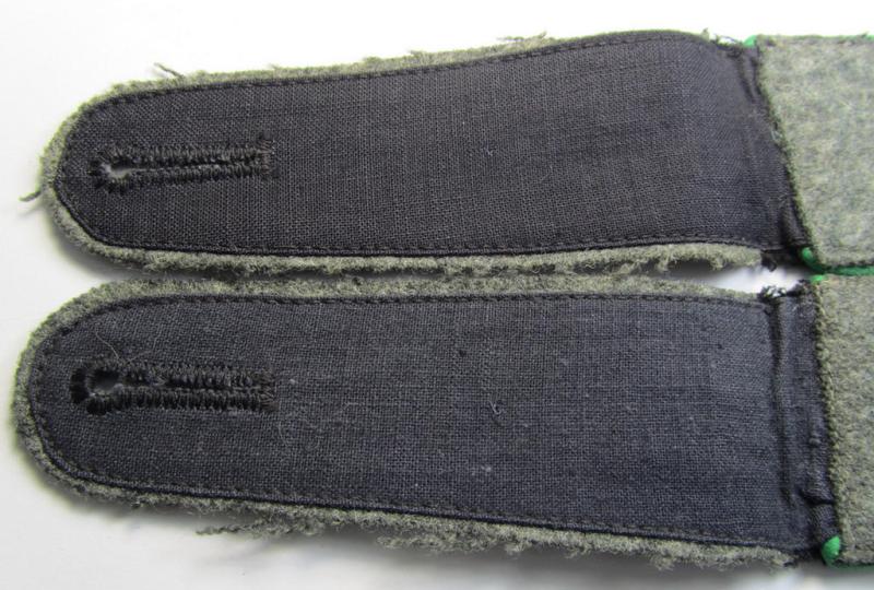 Attractive - and actually scarcely encountered! - pair of EM- (ie. NCO-) type shoulderstraps as was intended for usage by a member who served within the 'Sicherheitsdienst'- (ie. 'SD'-) related so-called: 'Schützmannschaften' (ie. 'Schuma')