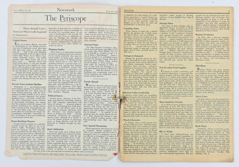 US WW2 Newsweek Magazine June 19, 1944