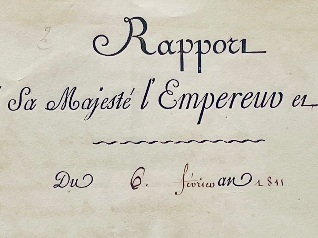 AUTHENTIC NAPOLEON BONAPARTE HAND SIGNED SIGNATURE AND DATED 1811 REPORT DOCUMENT.