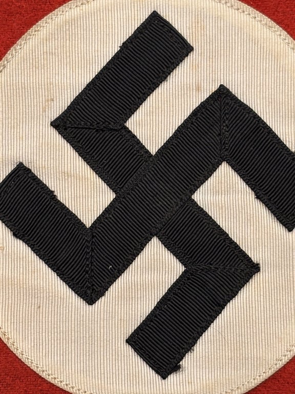 STUNNING GERMAN WWII THIRD REICH ORIGINAL ALLGEMEINE SS ARMBAND THICK RED WOOL WITH RZM SILK TAG INSIDE.