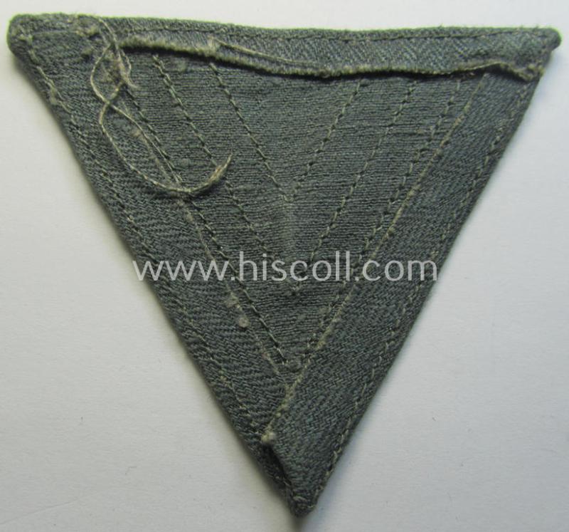 Neat, WH (Heeres ie. Waffen-SS) 'Armwinkel' (or: arm-chevron) as was executed on a greenish-coloured- and/or 'HBT'-like (ie. 'Drillich'-) based background as was specifically intended for usage by an: 'Obergefreiter' (ie. 'SS-Rottenführer')