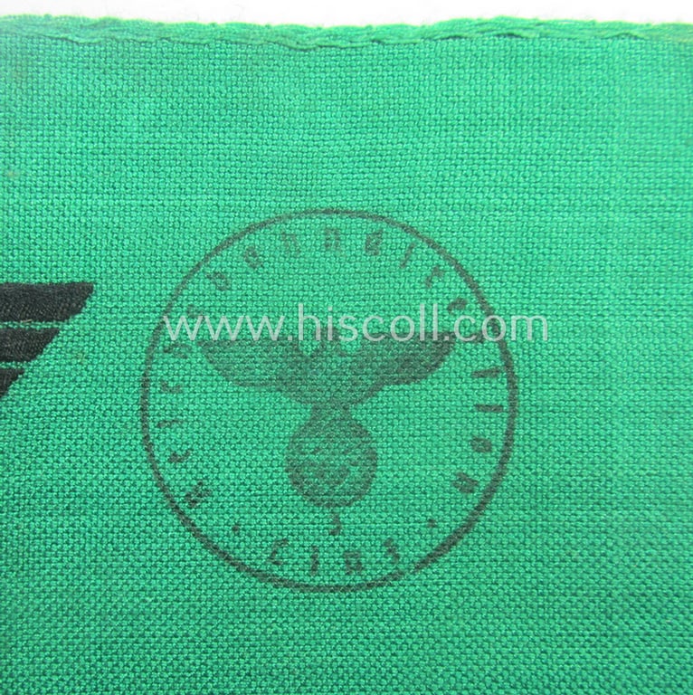 DRB- (ie. 'Deutsche Reichsbahn'-) related armband entitled: 'Reichsbahn' being of the 'entirely-woven'-type onto (typical) linnen-based cloth in a technique similar to the 'BeVo'-weave pattern