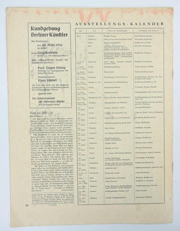 German Third Reich 'Die Kunstkammer' Magazine